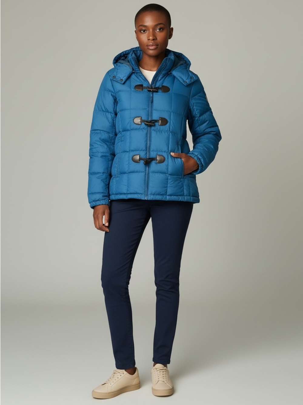 L.L.Bean Blue Down Toggle Puffer Jacket Hooded Coat Small Regular